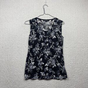 Y2K Just Divine Black Floral Lace Sleeveless Top Goth Fairy Dark Romance Sz S